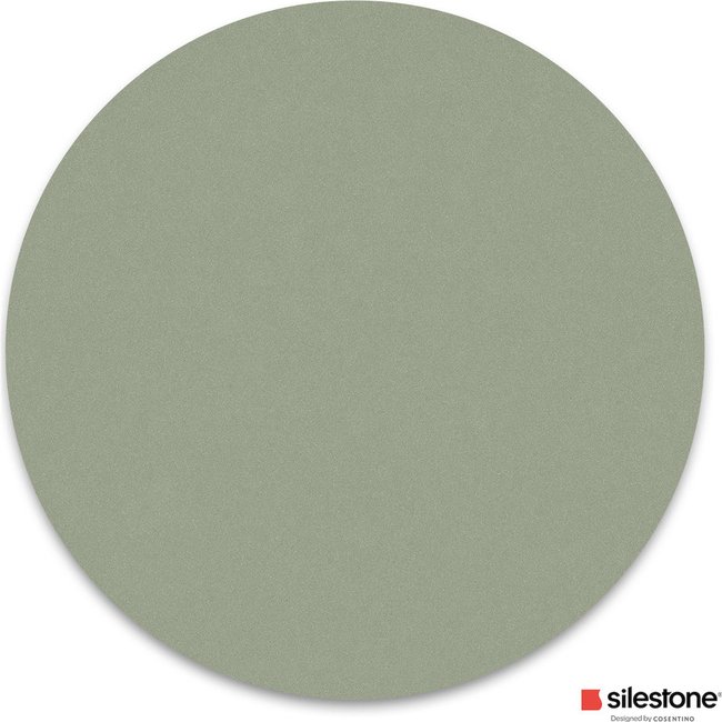Plateau de table rond en pierre Silestone Couleur vert olive doux et mat <span itemprop=
