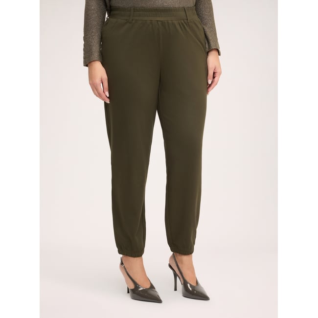 Pantalon jogger avec taille élastique et poignets côtelés verde militare <span itemprop=