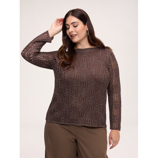 Maille ajourée marron <span itemprop=