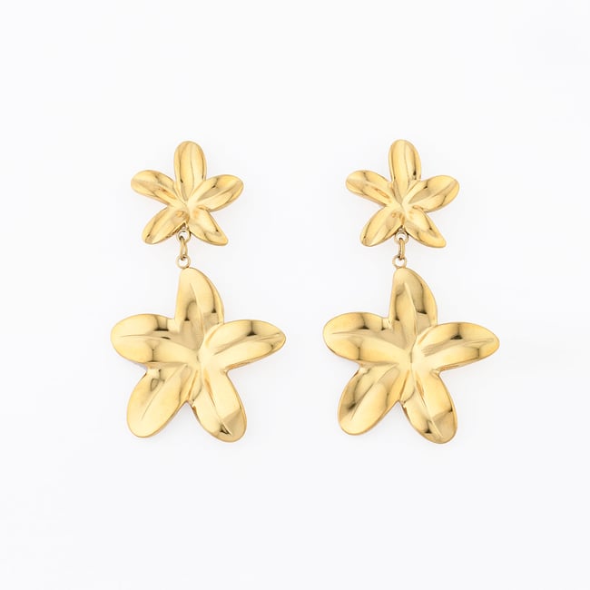 Boucles d'oreilles fleurs tropicales Acier inoxydable aucun <span itemprop=