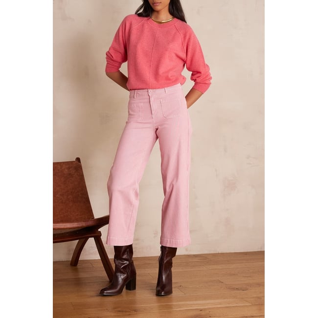 Pantalon LEA CROPPED en coton rose <span itemprop=