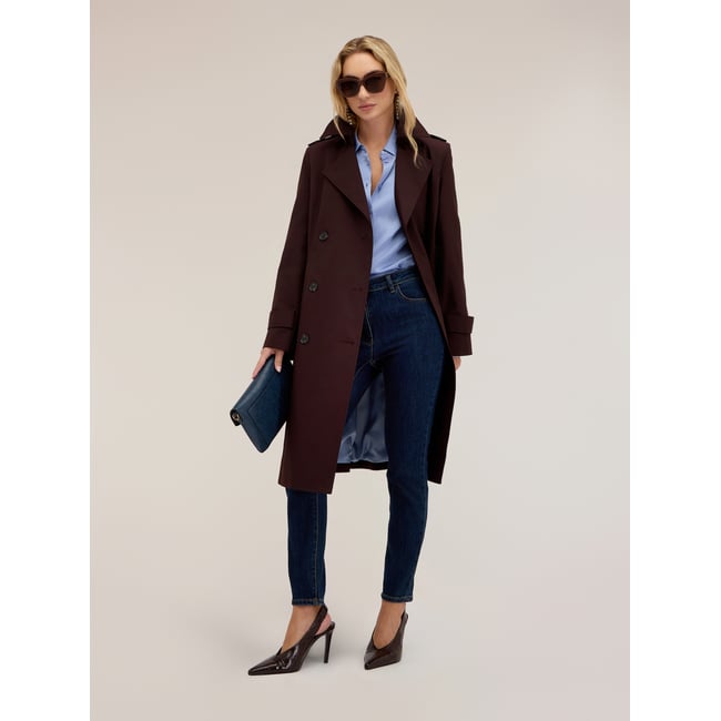 Trench-coat croisé marron <span itemprop=