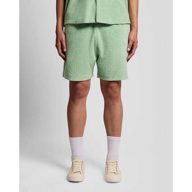 Short effet nid d’abeille en éponge vert misty sauge <span itemprop=