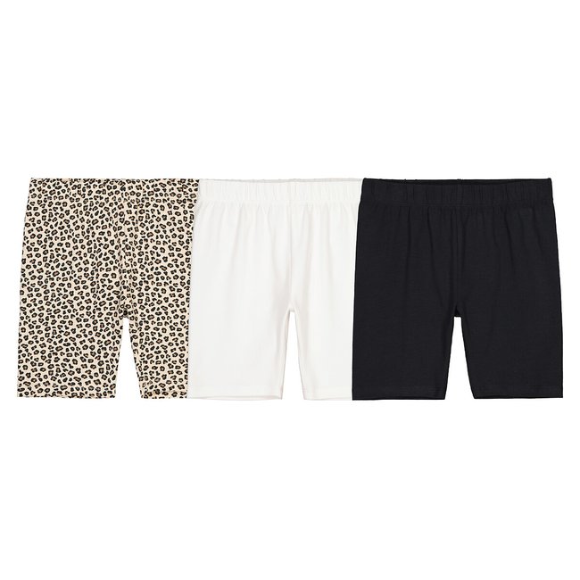 Lot de 3 shorts cyclistes imprimé + blanc + noir <span itemprop=