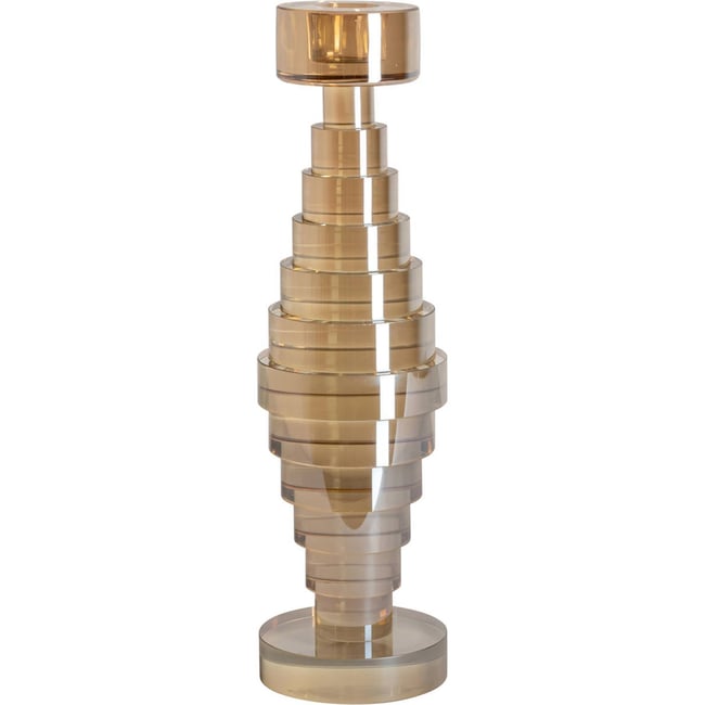 Bougeoir en verre élancé Couleur champagne <span itemprop=