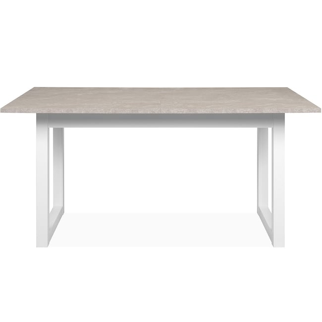 Table à manger extensible - MARLON Couleur travertin et blanc <span itemprop=