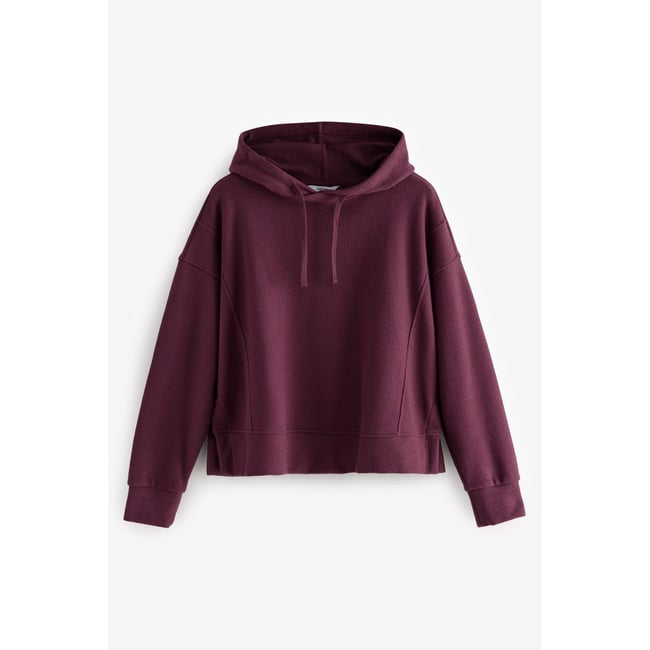 Sweat à capuche décontracté avec ourlet rouge bordeaux <span itemprop=