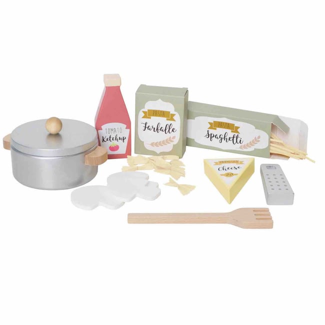 Jouet en bois dinette pâtes multicolore <span itemprop=