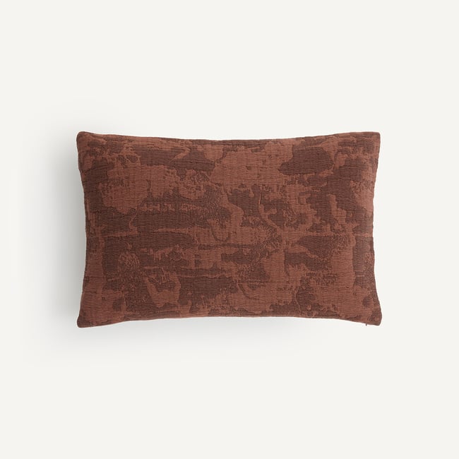Funda de cojín en jacquard de algodón, LIV teja <span itemprop=