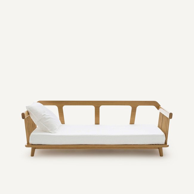 Lit-banquette chêne et plaqué, JUNGLING, design Emmanuel Gallina Couleur chêne naturel <span itemprop=