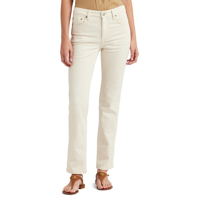Джинсы с высокой посадкой прямого покроя, 7/8 ANKLE STRAIGH экрю LAUREN RALPH LAUREN