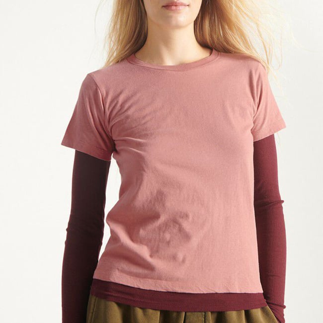 Gamipy Crew Neck T-Shirt with Short Sleeves, dusty pink, AMERICAN VINTAGE