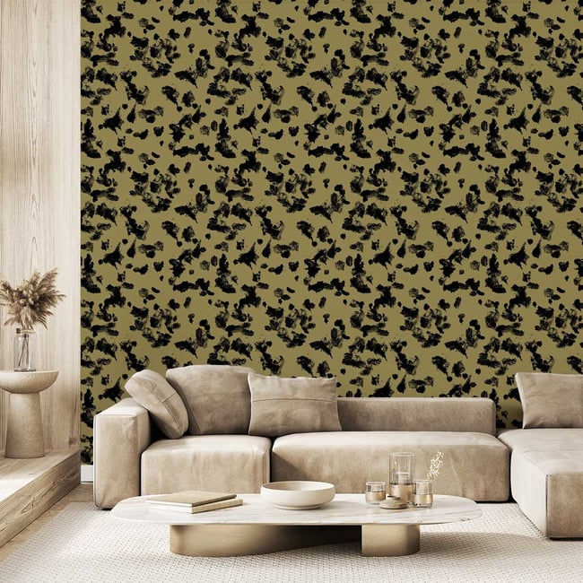 Papier peint à peindre kaki chic Couleur intissé <span itemprop=