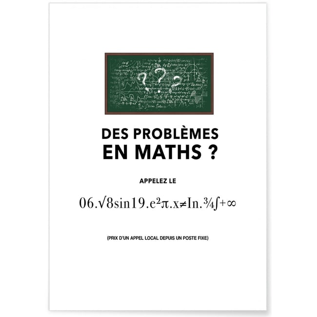 Poster Problème de maths Couleur blanc <span itemprop=