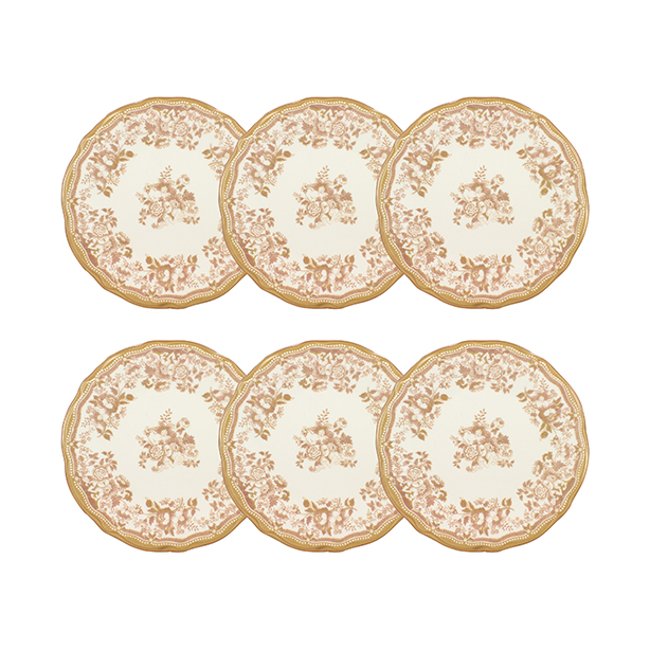 Lot de 6 assiettes plates en grès 26cm, FAUSTINE Couleur miel <span itemprop=