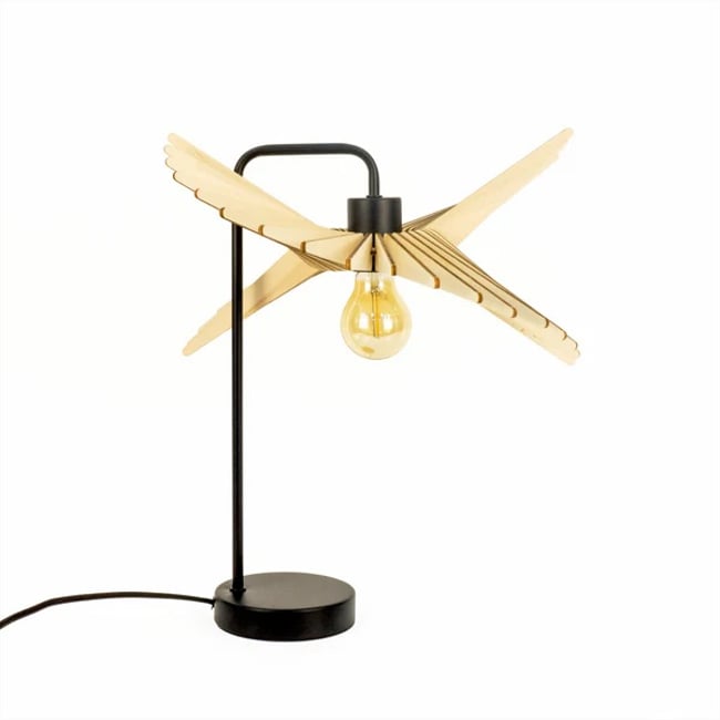 Lampe de table en bois de peuplier ALBA Couleur bois clair <span itemprop=