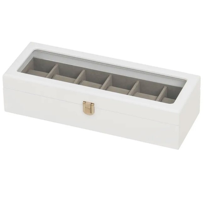 Coffret de rangement pour 6 montres en bois blanc 33x13x8cm blanc <span itemprop=