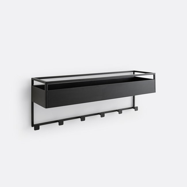 Hiba Metal 6-Hook Wall Coat Rack Shelf, black, LA REDOUTE INTERIEURS