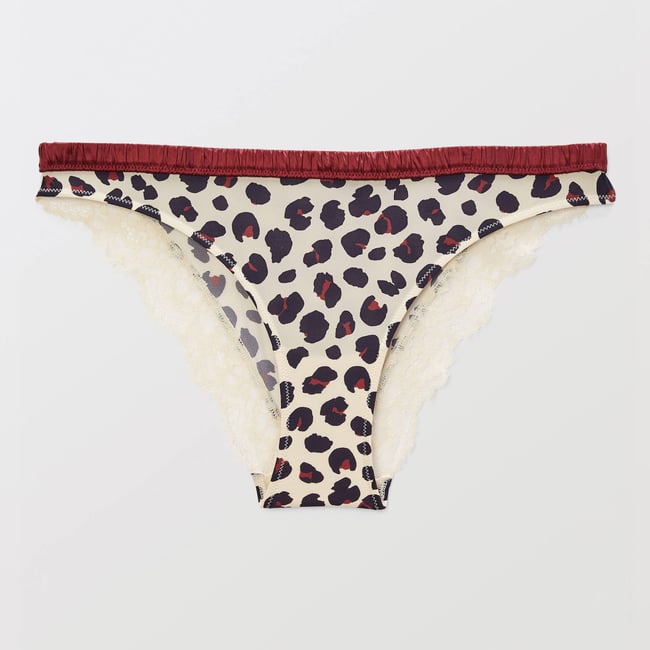 Culotte ZOE en microfibre imprimée et dentelle ecru <span itemprop=