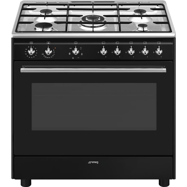 Piano de cuisson gaz 5 feux 90 cm noir brillant <span itemprop=