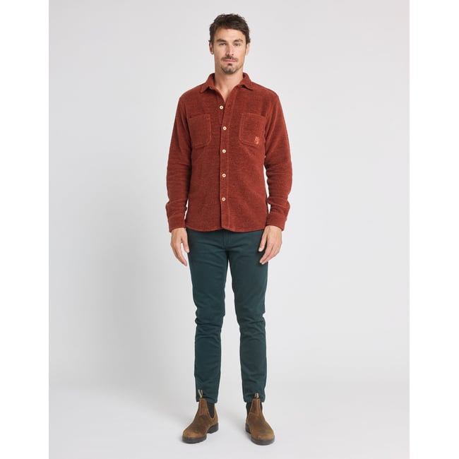 SURCHEMISE WOOLBROWN marron <span itemprop=