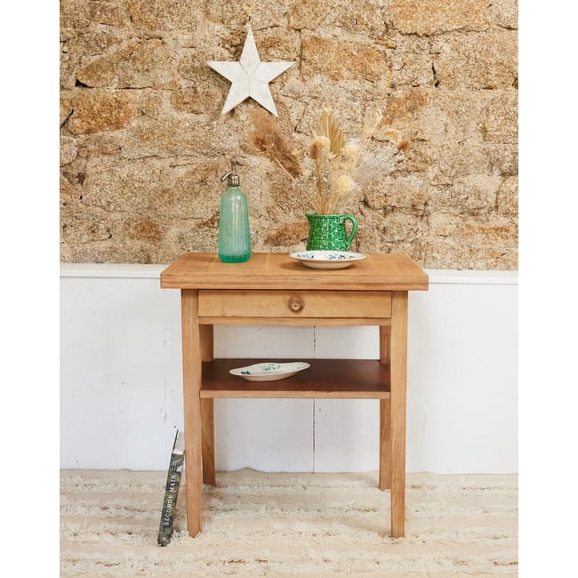 Table d'appoint en bois Francine N°1024 - Bon état Couleur bois clair <span itemprop=
