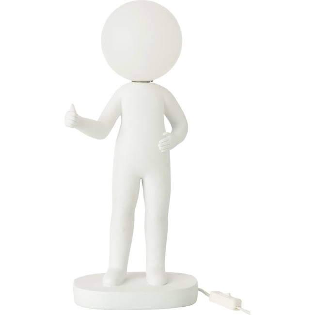 Lampe de chevet en résine forme pouce ovale Couleur blanc mat contemporain <span itemprop=