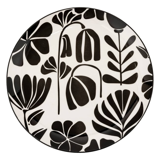 Lot de 6 assiettes plates en porcelaine TWIS Couleur noir et blanc <span itemprop=