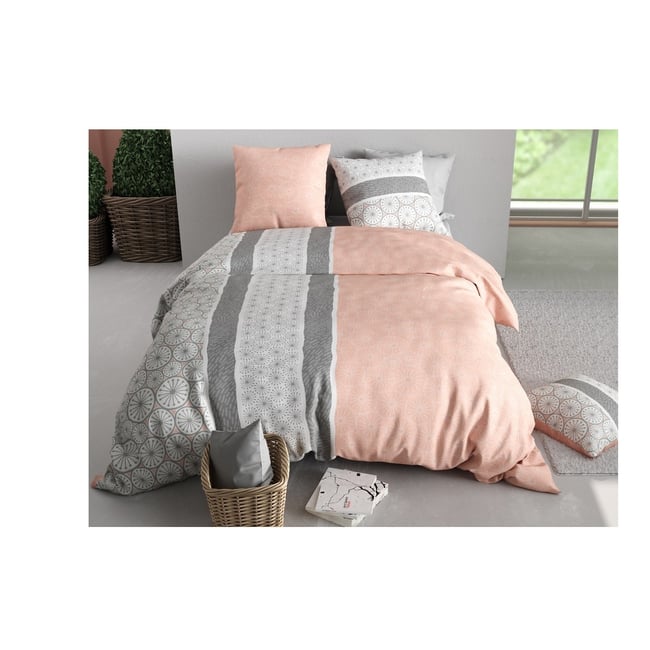 Housse couette + taie Manda cora rose <span itemprop=
