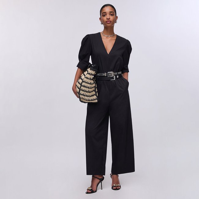 Combinaison en popeline noir <span itemprop=