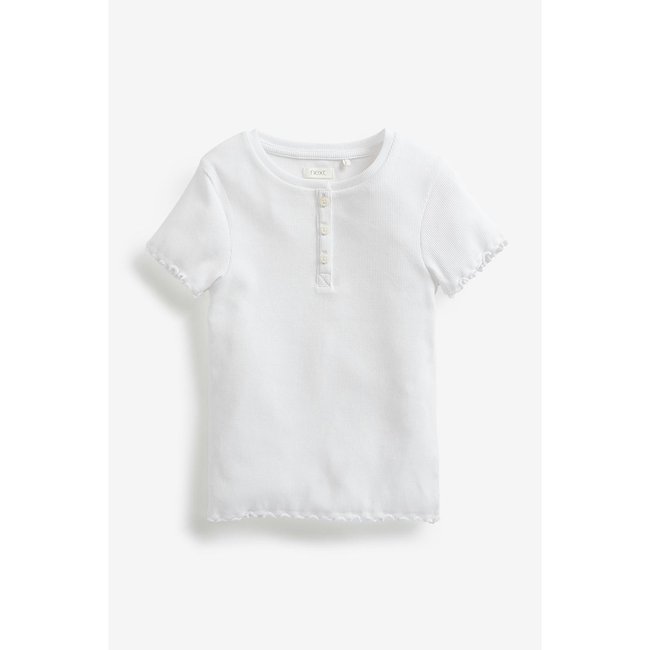 T-shirt Côtelé Placket blanc <span itemprop=