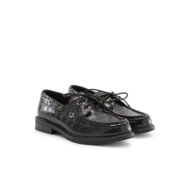 Derbies à lacets bout rond noir <span itemprop=