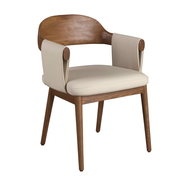 Chaise en noyer et simili cuir Couleur noyer | crème <span itemprop=
