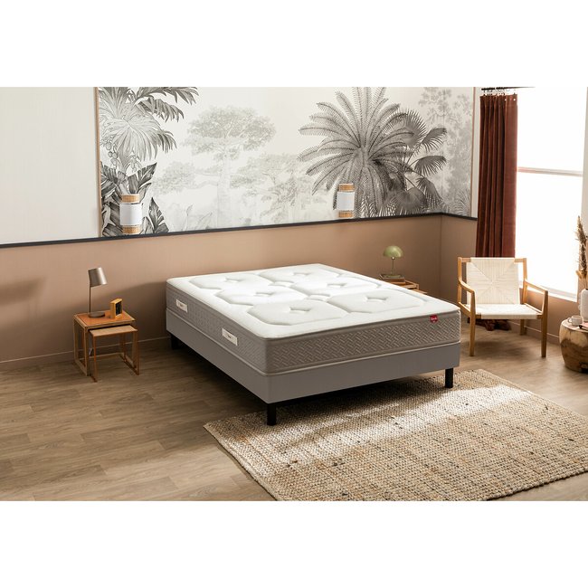 Conjunto de colchón 700 muelles Beau Séjour + somier gris oscuro <span itemprop=