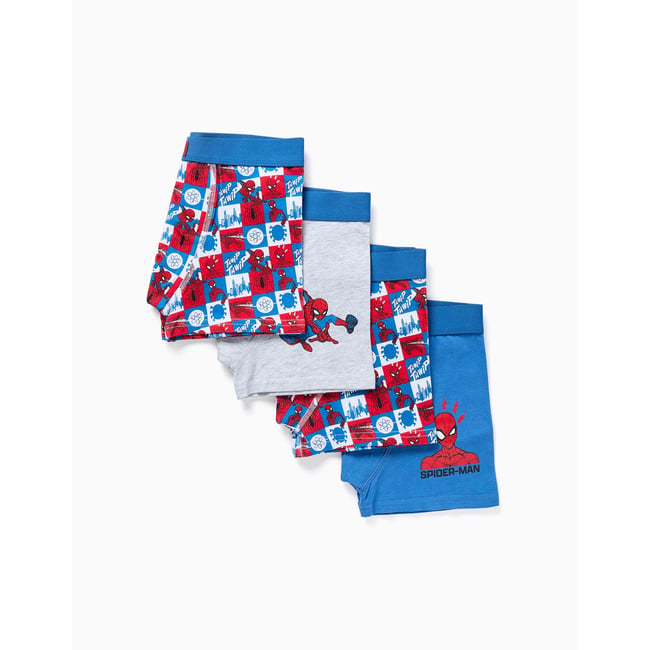 Lot de 4 boxers en coton avec motifs Spider-Man multicolore <span itemprop=
