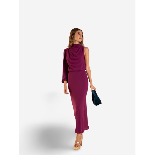 Chemisier asymétrique à col montant MRS ARRIAGA rouge <span itemprop=