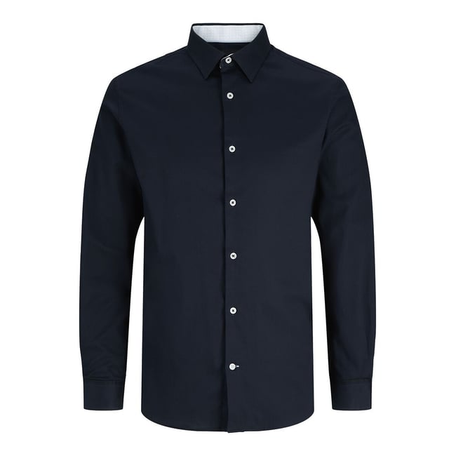 Camisa com botões contrastantes, mangas compridas - JACK & JONES