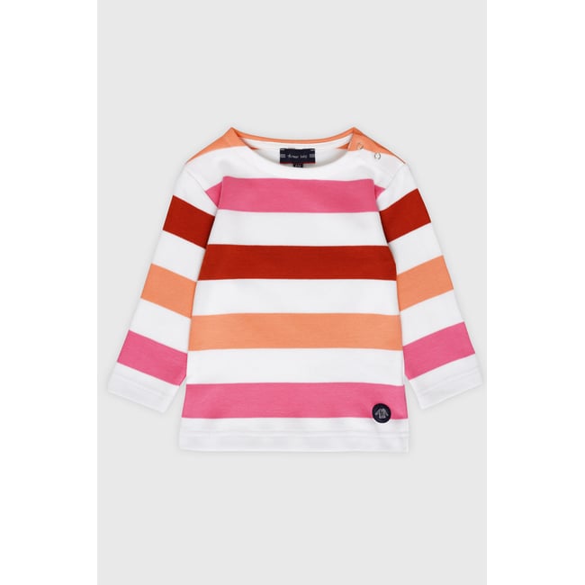 Marinière tricolore en coton épais BABY blanc/pétunia/ketchup/desert f <span itemprop=