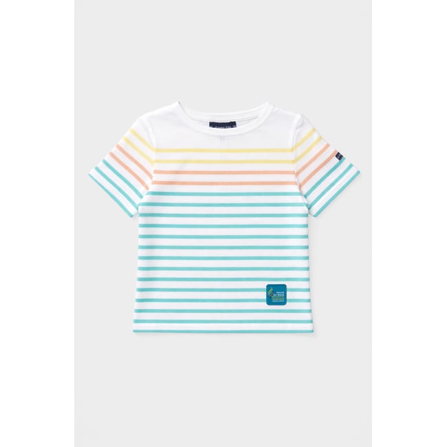 Marinière Kids - coton léger blanc/ citronelle/ peach n <span itemprop=