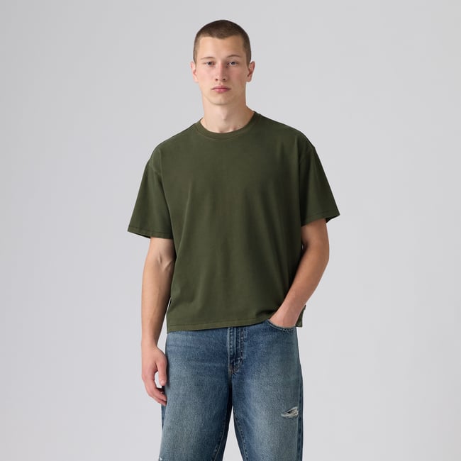 T-shirt Boxy vert - sheen wash rosin <span itemprop=