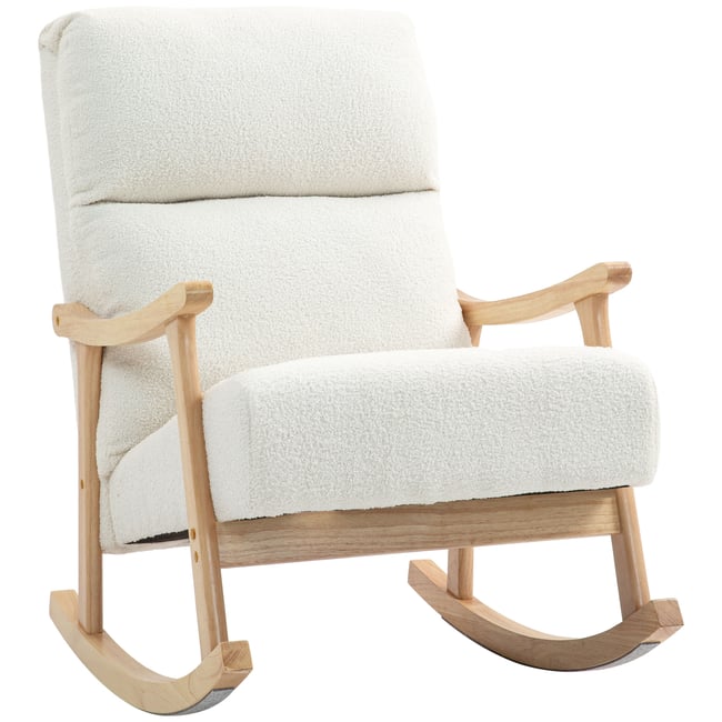 Fauteuil à bascule Tissu en velours teddy Couleur crème <span itemprop=