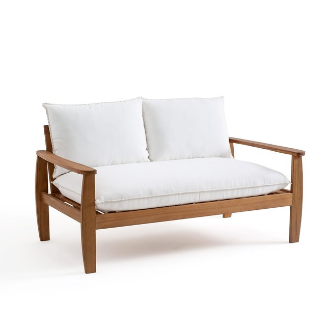 Sofá de 2 plazas acacia Nellia blanco <span itemprop=