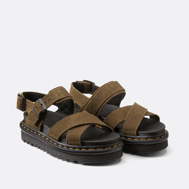 Sandali con stringhe incrociate in pelle scamosciata Nartilla kaki DR. MARTENS
