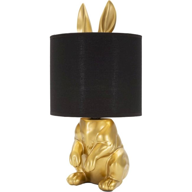 Lampe à poser lapin abat-jour tissu GLAM Couleur doré et noir <span itemprop=