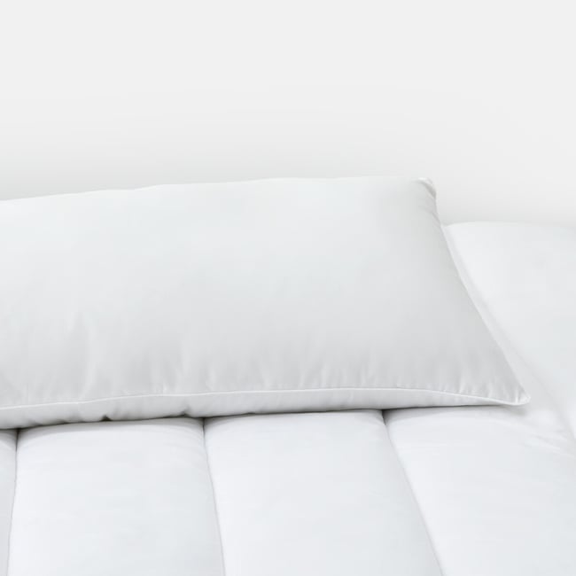 Traversin, ferme, plat et rectangulaire, enveloppe en coton blanc <span itemprop=