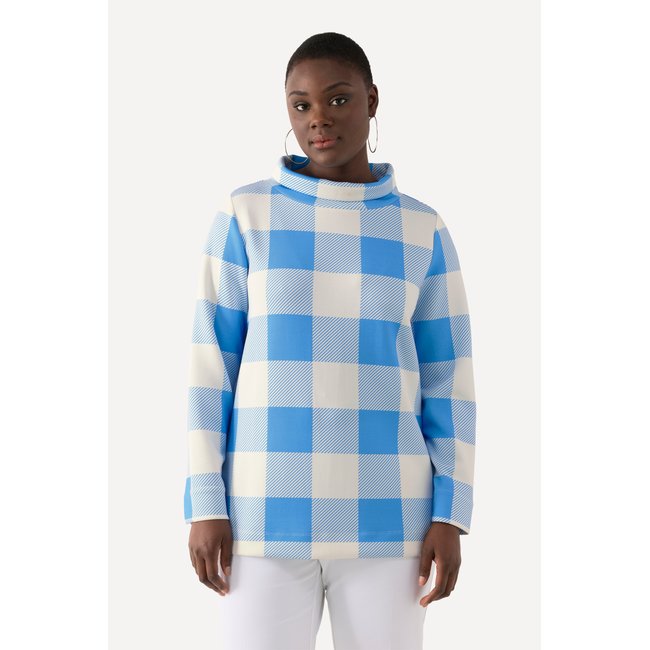 Sweat, motif Vichy XL, col montant - ULLA POPKEN
