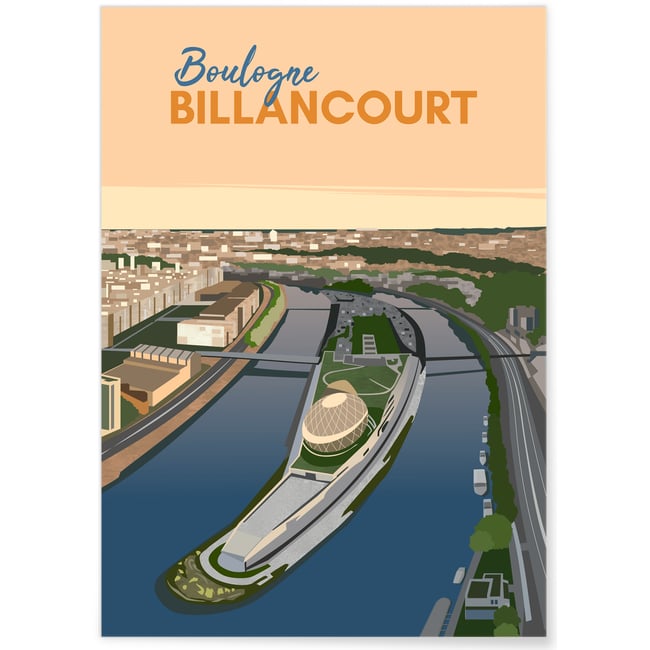 Affiche ville Boulogne-Billancourt Couleur blanc <span itemprop=