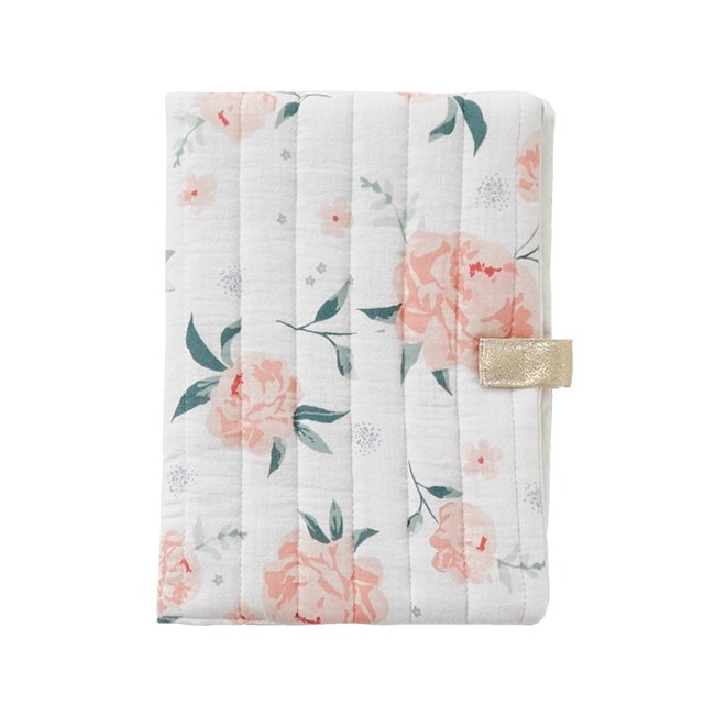 Protège carnet de santé EAU DE ROSE écru / rose <span itemprop=