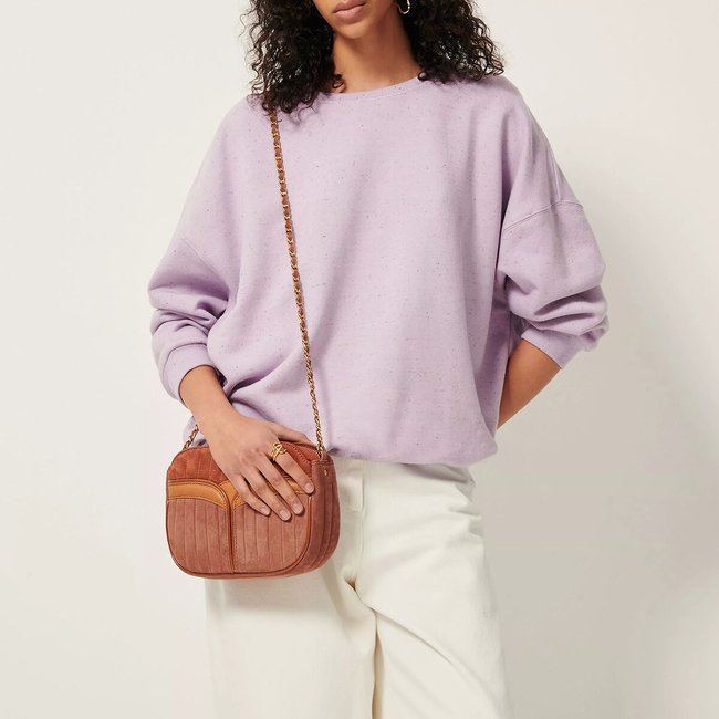 Borsa in pelle con cerniera, tracolla a catena DIVINE SUEDE rosso SESSUN