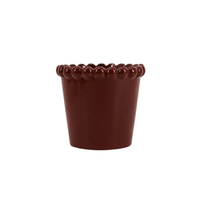 Cache-pot en céramique avec perles 16cm Couleur bordeaux <span itemprop=